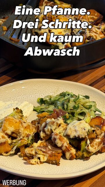 Werbung 

Anbraten ➜ überbacken ➜ direkt auf den Tisch!

Genau DAS liebe ich an den Pfannen von Pampered Chef. ❤️
Kartoffeln, Gemüse und Fleisch schön anbraten, Käse drüber 🧀 und dann wandert die Pfanne einfach direkt vom Herd in den Backofen.

Und bei dieser Pfanne kommt noch ein kleines Highlight dazu: Der Griff lässt sich abnehmen! 🙌 Perfekt, wenn im Backofen nicht ganz so viel Platz ist.

Goldbraun überbacken, aus dem Ofen holen und direkt in der Pfanne servieren.
Einfach, praktisch und sooo lecker! 🤤

Wer liebt solche unkomplizierten Gerichte genauso wie ich? ❤️

#pamperedchef #pfannenliebe #einfachkochen #ofenliebe #überbacken